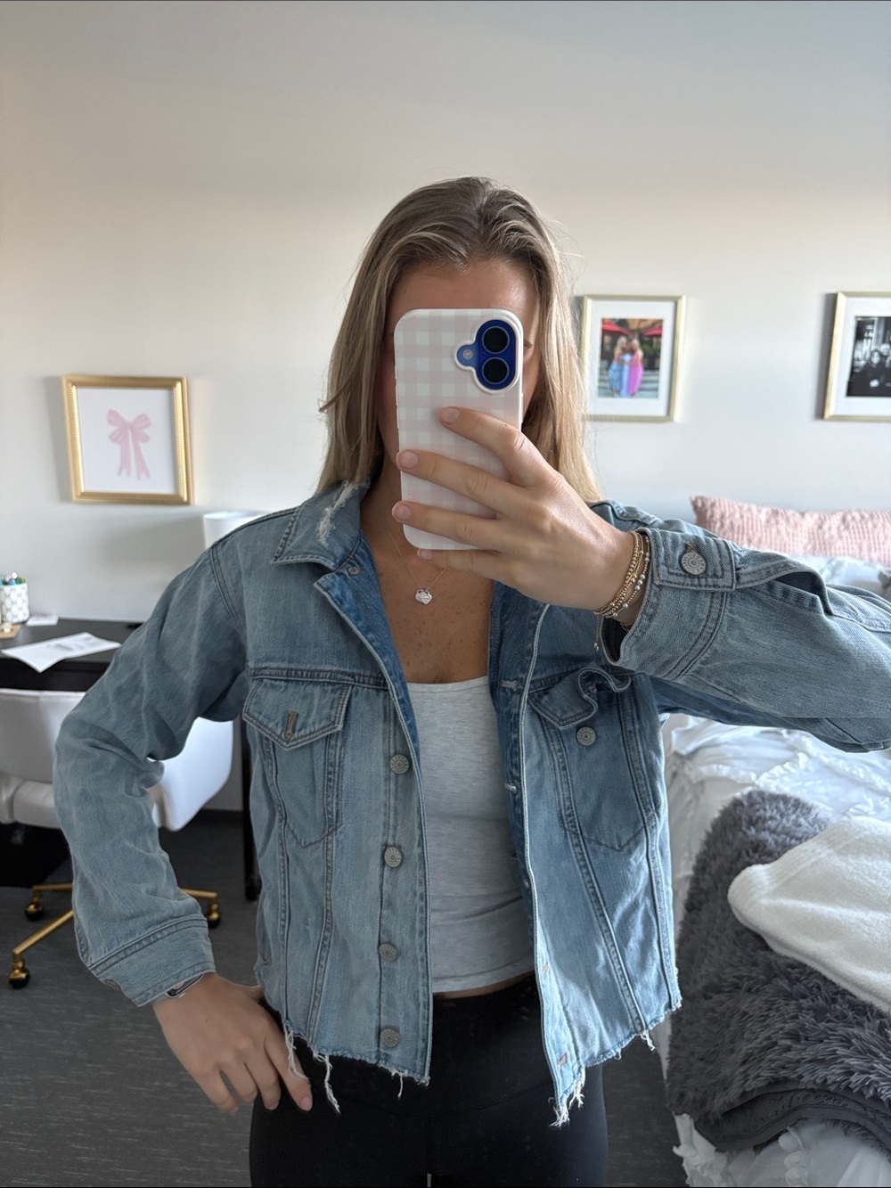 Light Wash Denim Express Jacket - Casual Crop Jacket in Light Blue